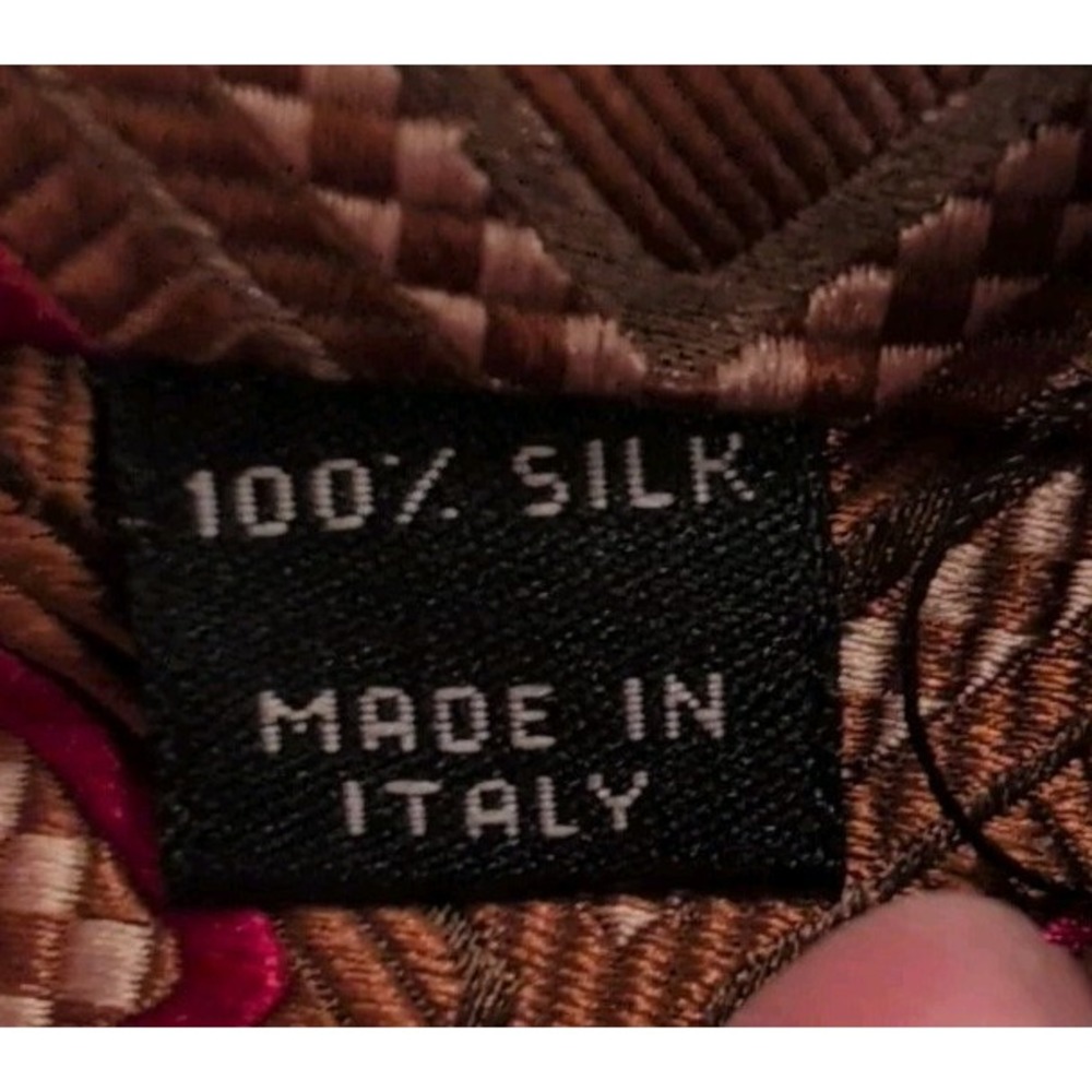 Jos.A.Bank Signature Collection 100% Silk Italy Tie Brown Square Geometric NWT - Picture 6 of 6
